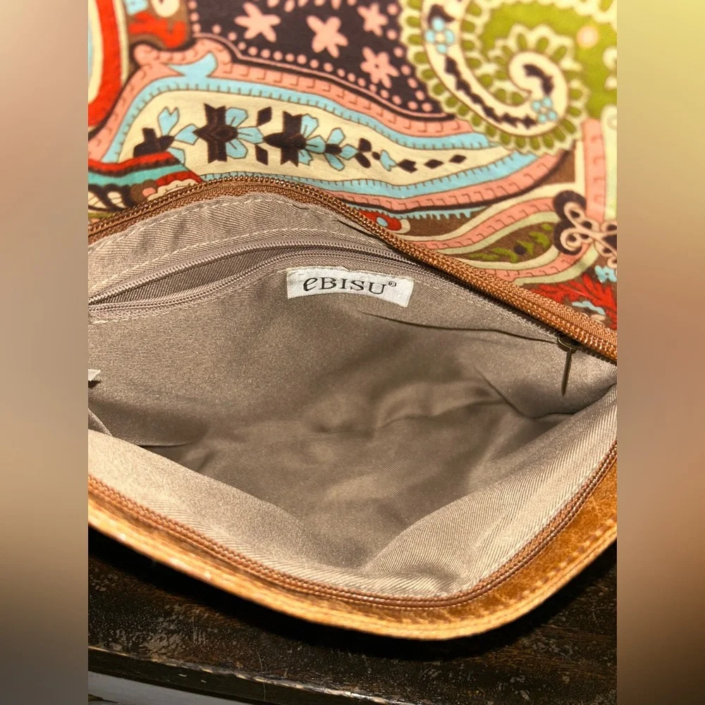 🌻🌻Boho Chic’ Leather‎ & Canvas Clutch by eBISU🌻